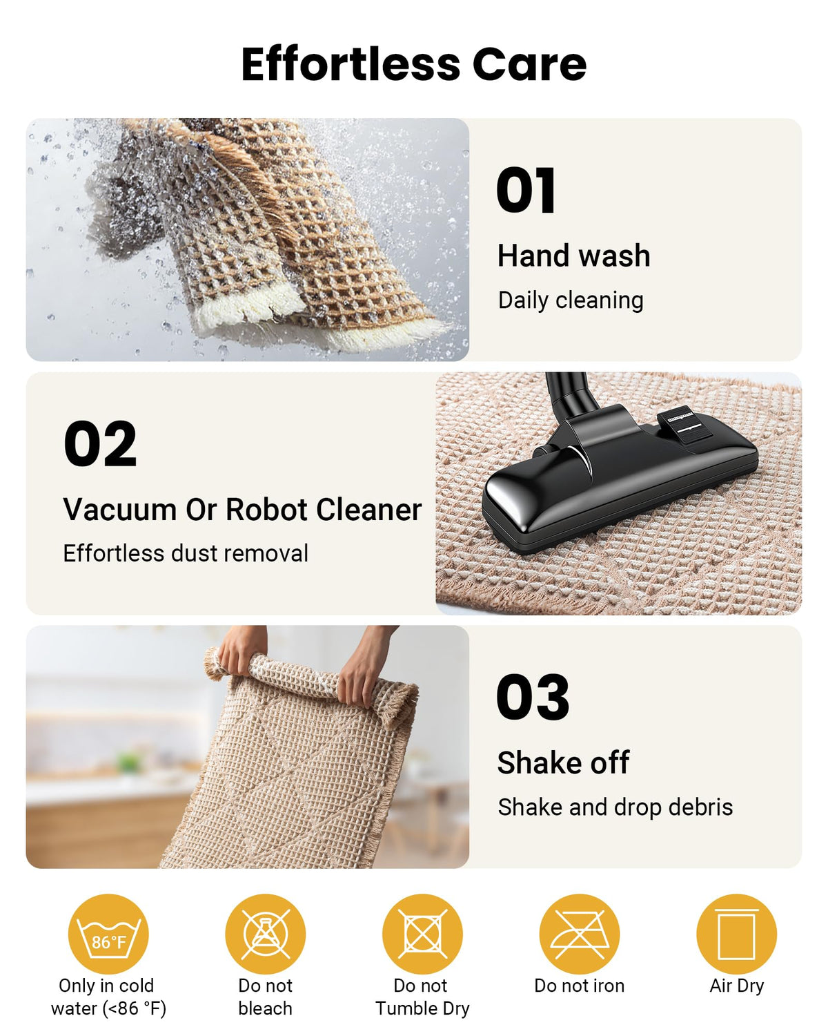 Furicher durable rug resists fading and fraying with regular washing