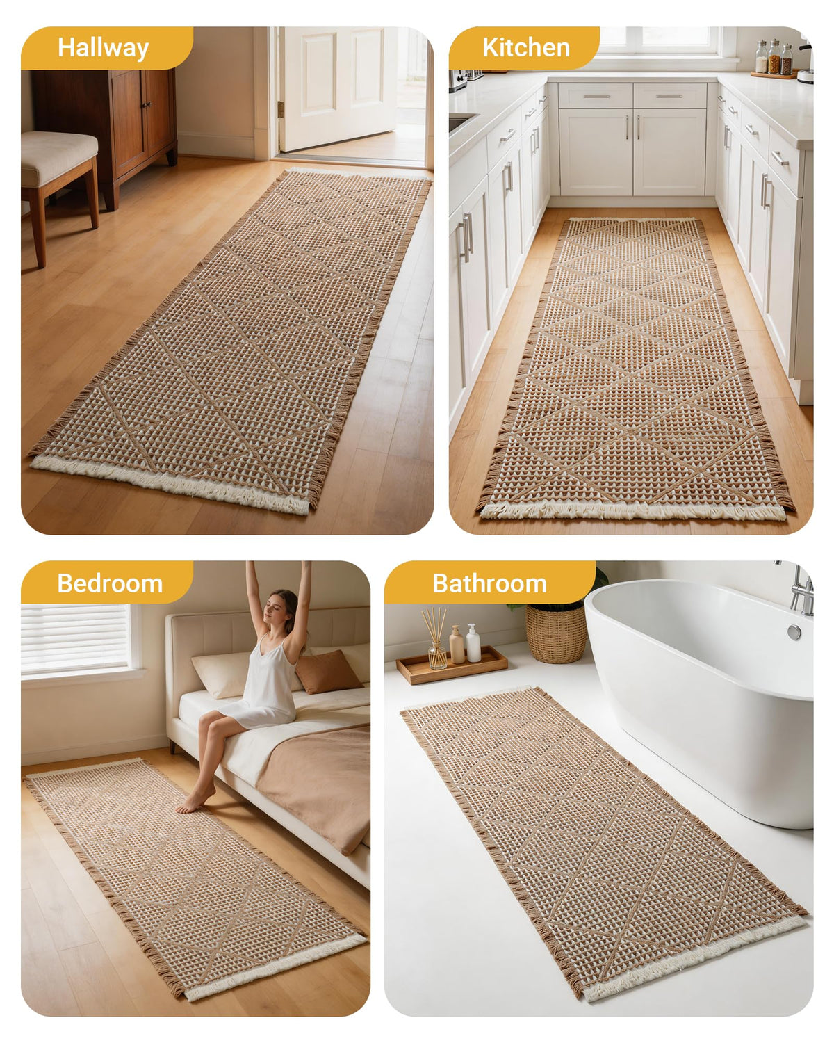 Furicher entryway rug provides a non-slip surface that stays in place near doors