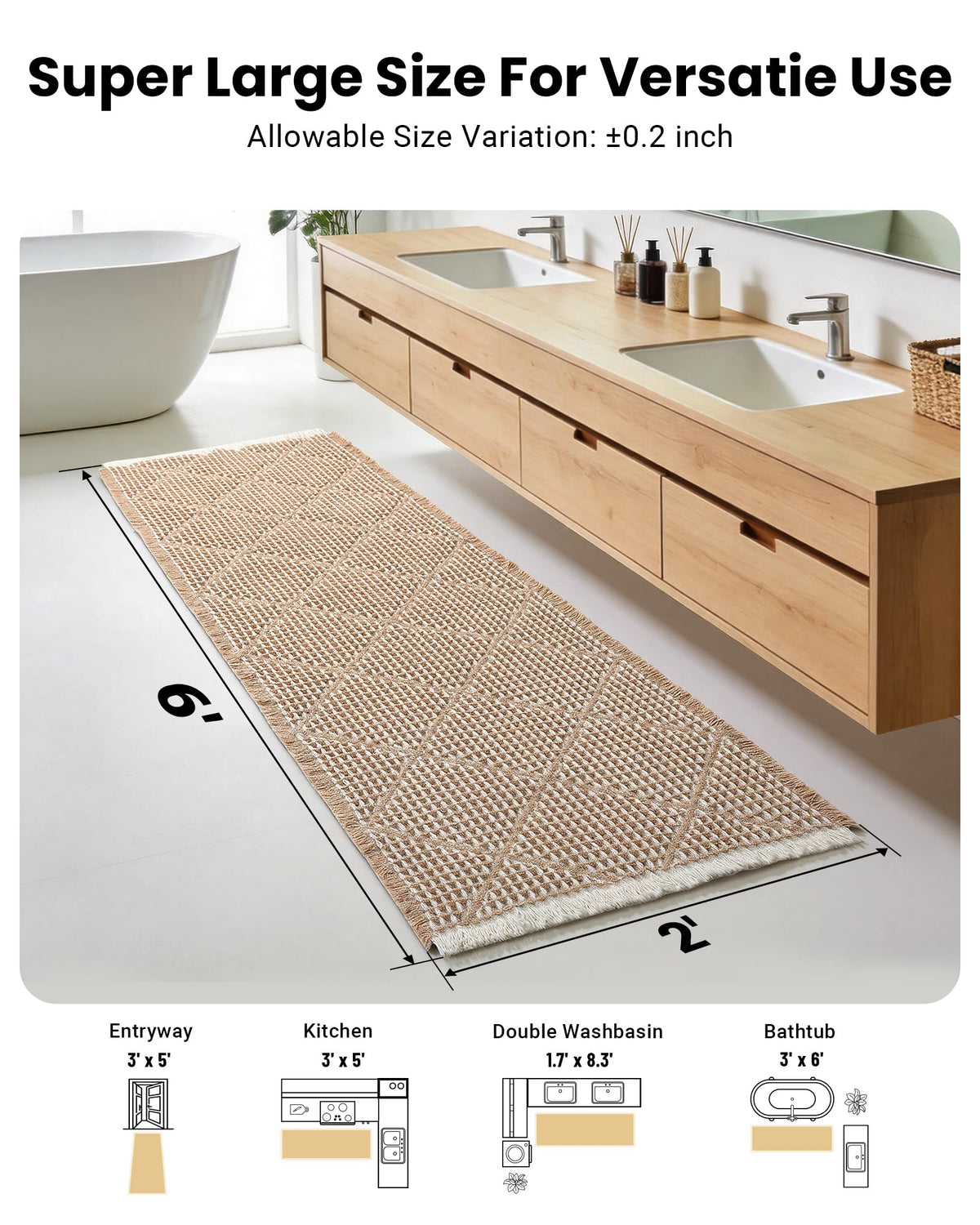 Furicher long runner with SEBS backing offers non-slip security on hardwood or tile floors