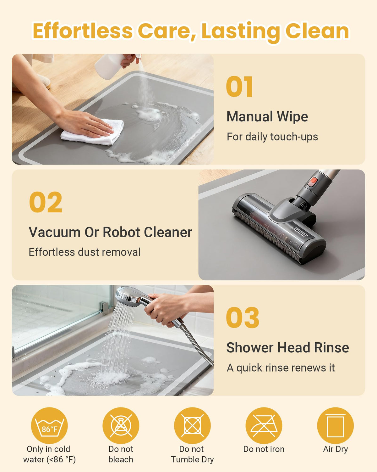 Furicher non-slip bath mat base grips tile safely.
