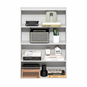 Furinno Basic Book Shelf white finish shown in a home office setup for versatile storage.
