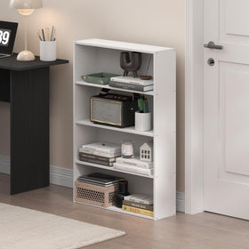 Furinno Basic Book Shelf opened showing simple assembly and clean minimalist white finish.