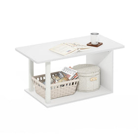 Furinno Basic coffee table top view offers a durable surface for drinks and laptops.