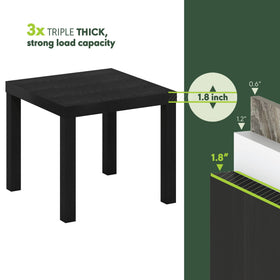 Furinno Classic Homey Square Side Table dimensions show 20.08 by 20.08 inches footprint.