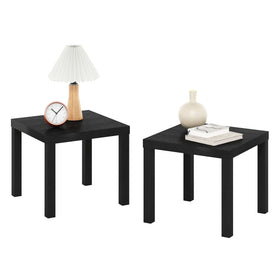 Furinno Classic Homey square side tables front view with a sturdy surface for lamps.
