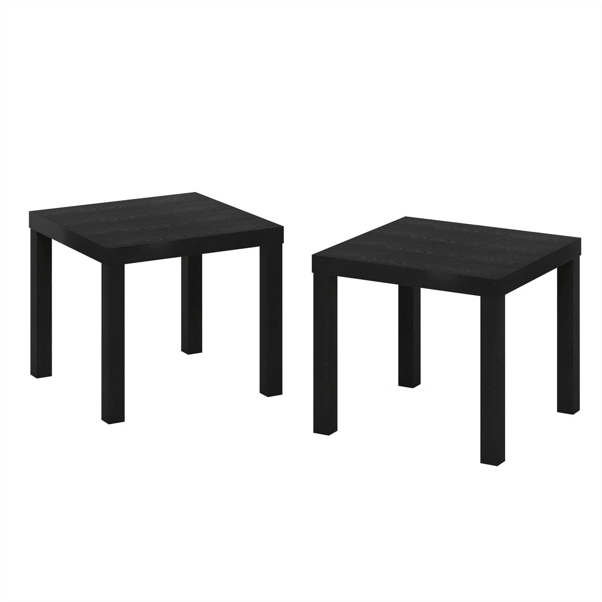 Furinno Homey side tables with lamps on them, compact and sturdy.