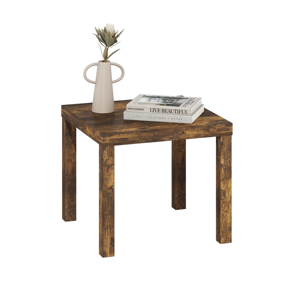 Furinno Classic Side Table with thick top provides sturdy surface for lamps and decor