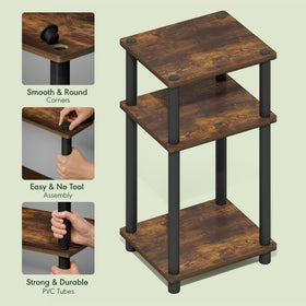 Furinno End Table for living room with durable open shelves.