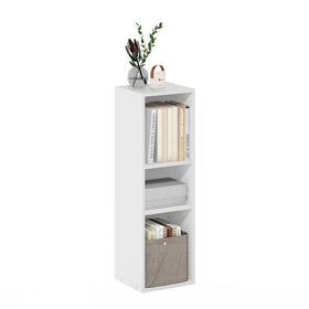 Furinno Fulda 3-tier narrow shelf in a compact corner, ideal for small spaces