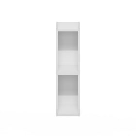 Furinno Fulda back panel detail enhances stability for secure shelf storage.