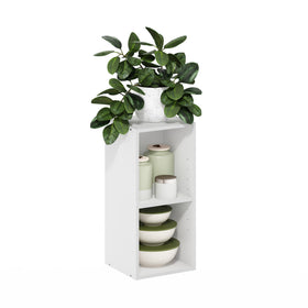 Furinno Fulda 2-tier narrow book shelf displaying compact storage in a bright white finish
