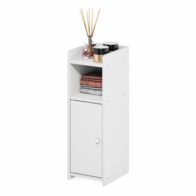 Furinno Fulda cabinet front with door for tidy bathroom storage and quick access.