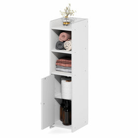 Furinno Fulda narrow cabinet design reduces visual clutter in small spaces.