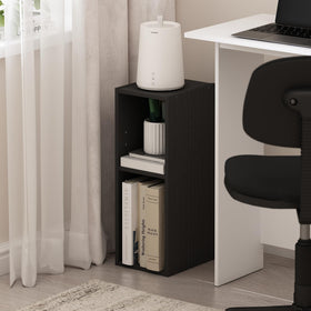 Furinno Fulda side view highlights two-tier open storage for easy access.