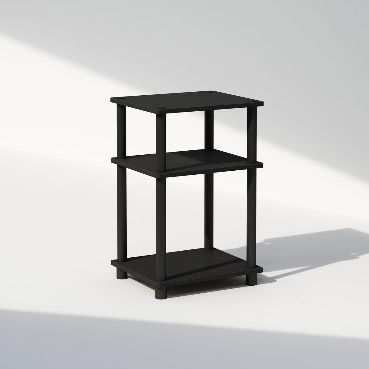 Furinno Just 3-Tier supports up to 60 lbs total for sturdy storage