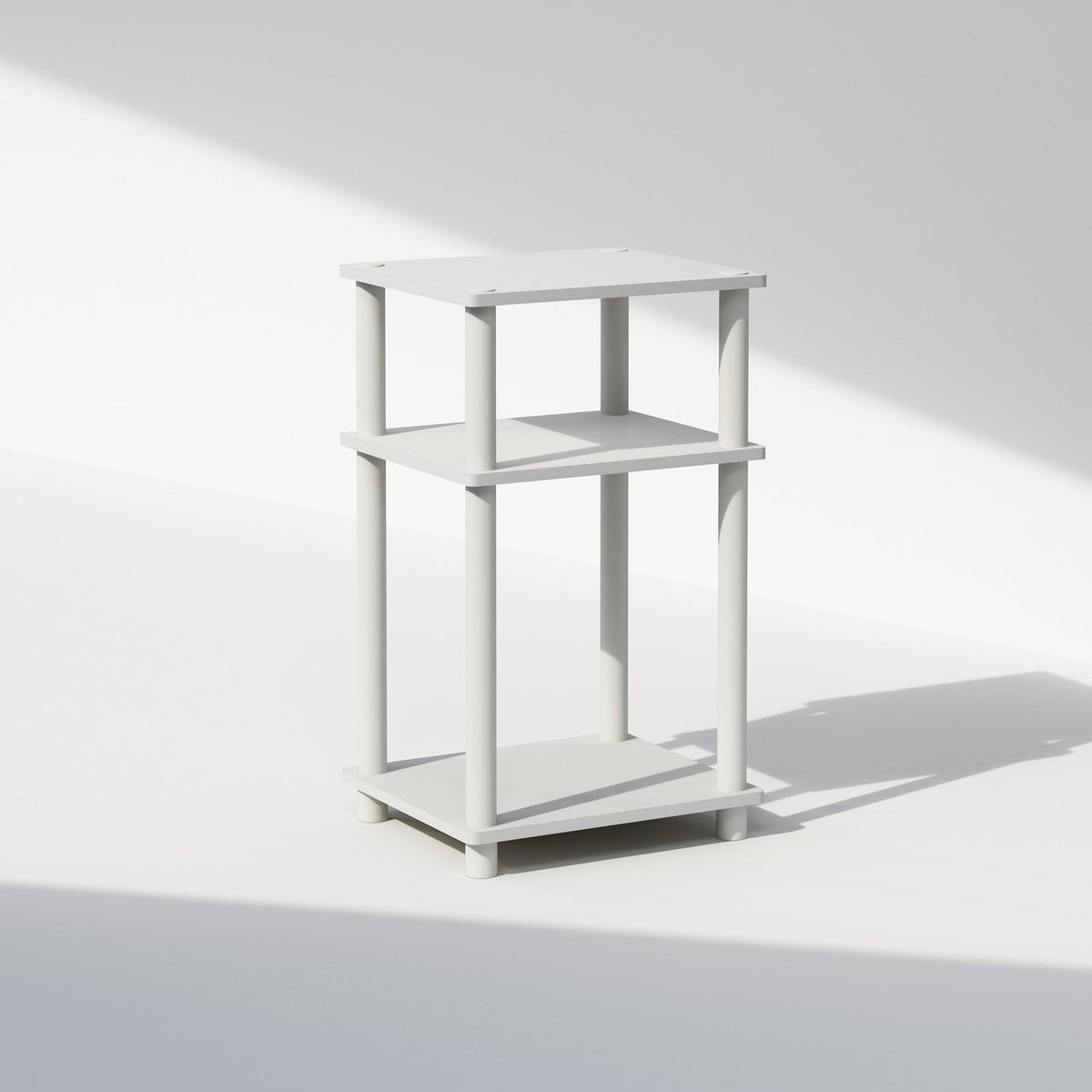 Furinno Just 3-Tier End Table open shelves for easy access.