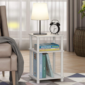 Furinno Just 3-Tier End Table pair serves as neat bedside organizers.