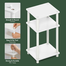 Furinno Just 3-Tier End Table suits compact rooms with a shallow depth.