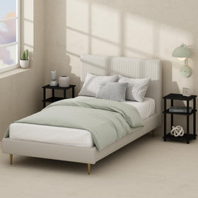 Furinno Just 3-Tier nightstand side view highlighting three accessible shelves