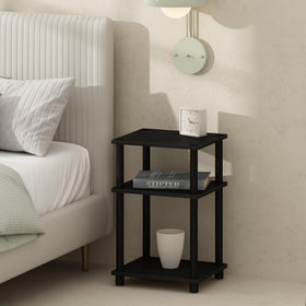 Furinno Just 3-Tier Turn-N-Tube Nightstand with open storage shelves for bedside essentials