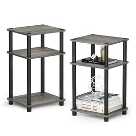 Furinno Just side table 2-pack in French Oak finish, ideal for small spaces.
