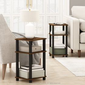 Furinno Just Side Table amber pine, toolless assembly enables quick setup.