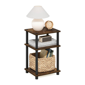 Furinno Just Side Table amber pine finish for compact spaces with organized storage.