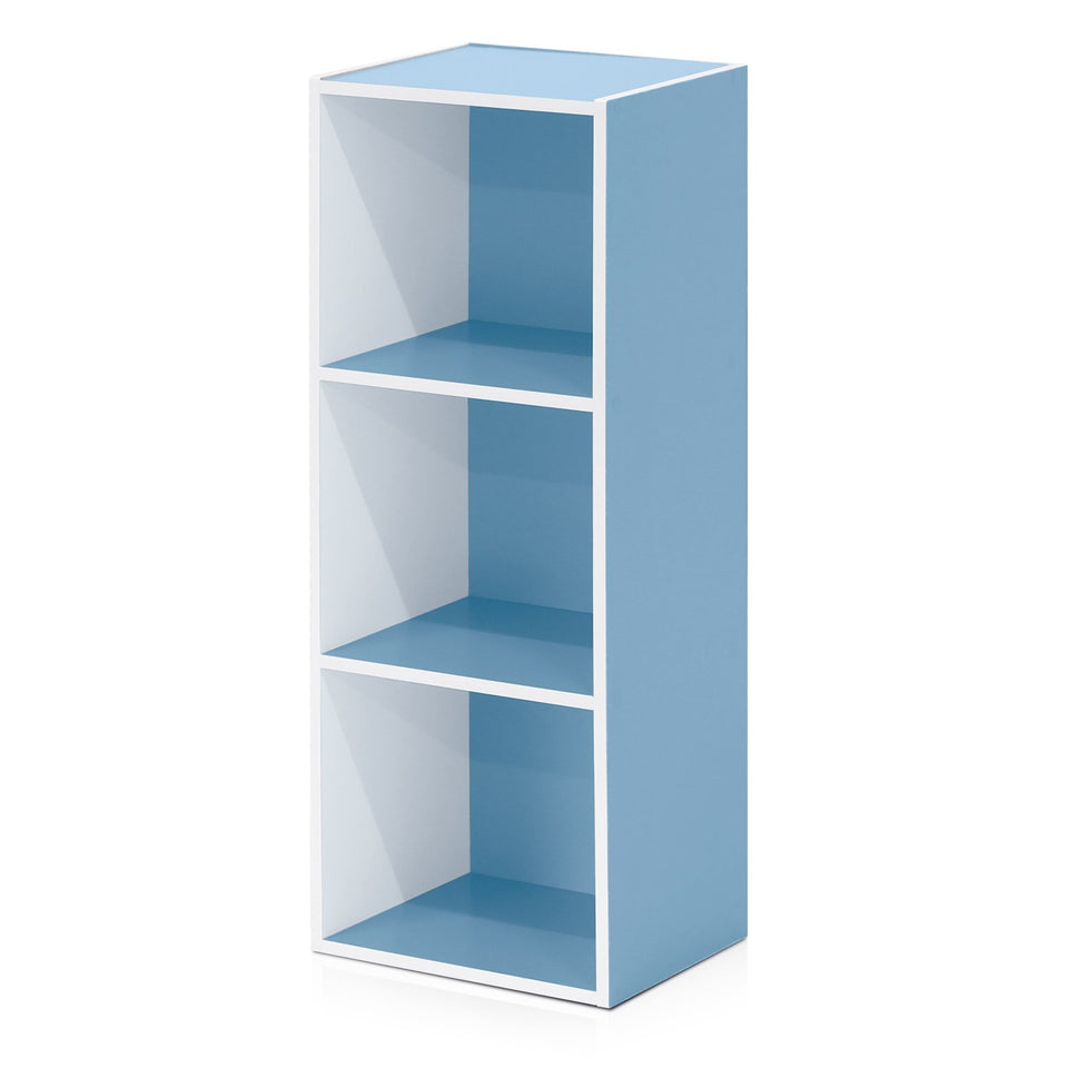 Furinno Luder 3-cube open shelf front view for organized storage and display
