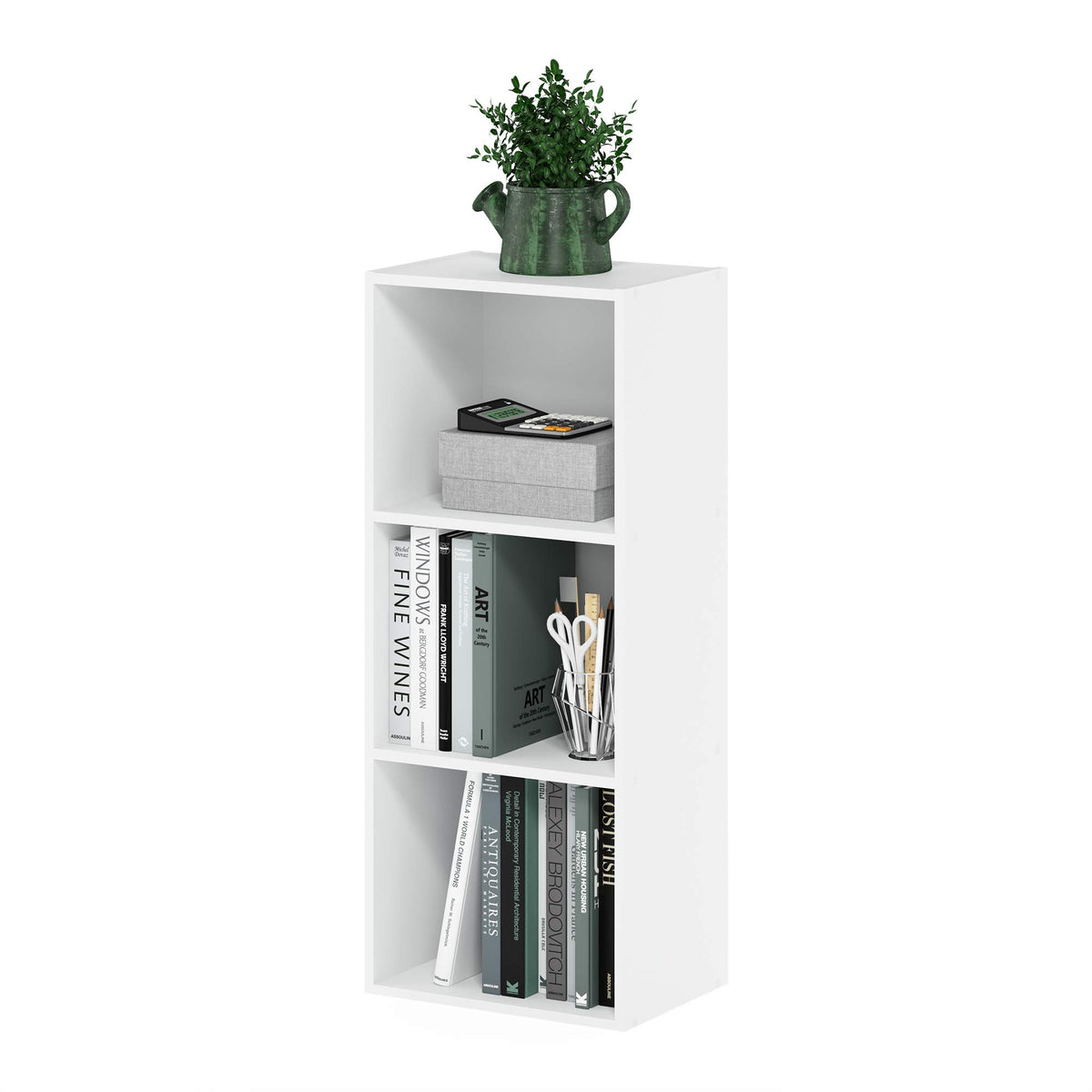 Furinno LUDER 3-cube open shelves display organized books and decor for a tidy space