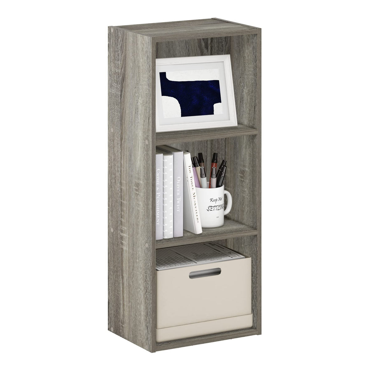 Furinno LUDER 3-Cube Shelf front view for compact spaces