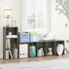 Furinno LUDER 3-Cube Shelf side view showcasing slim profile