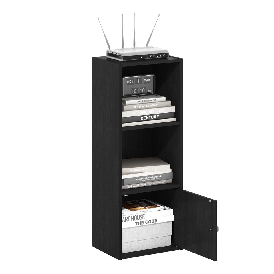 Furinno LUDER bookshelf front view shows compact design ideal for small spaces.