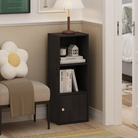 Furinno LUDER bookshelf side view demonstrates open shelves for easy access.