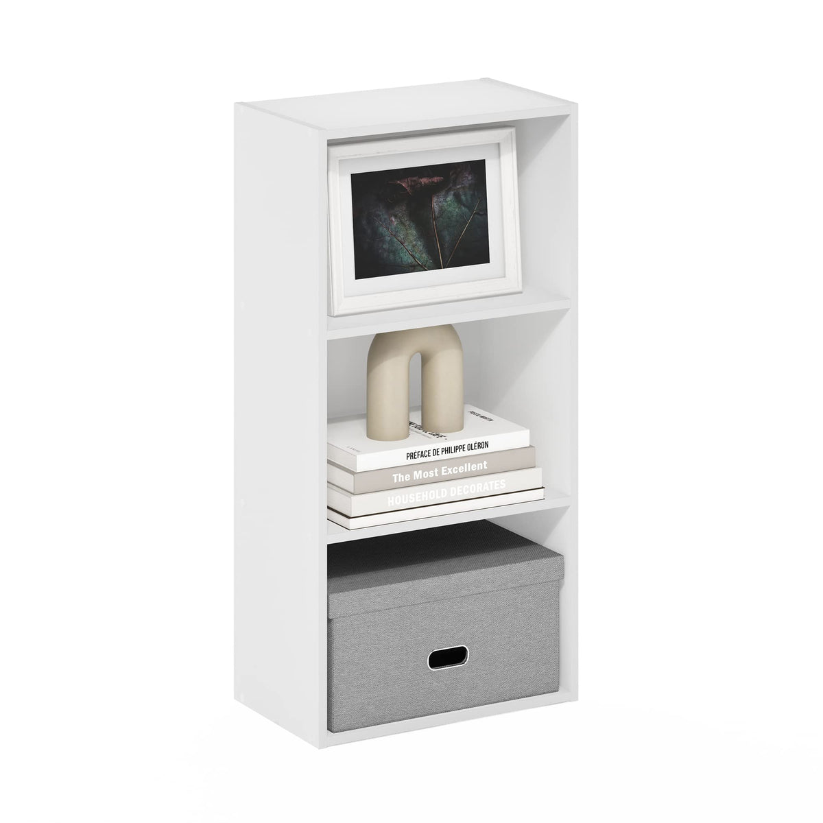 Furinno Luder 3-tier bookcase with open shelves for compact living spaces.