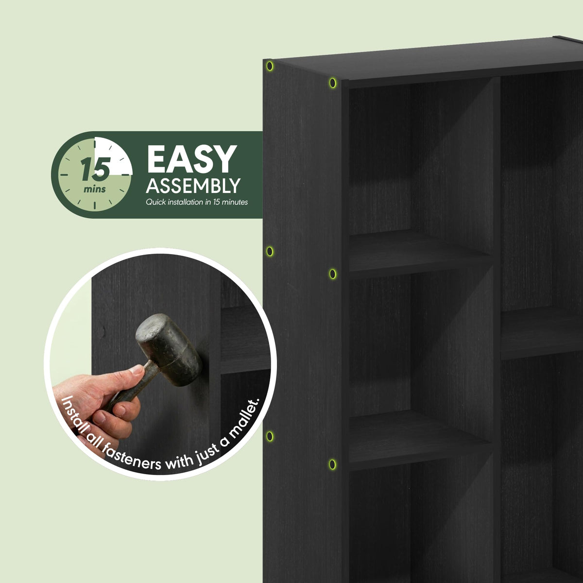 Furinno Luder blackwood finish close-up highlights durable composite wood and smooth surface.