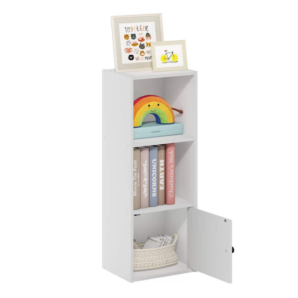 Furinno LUDER 3-tier bookshelf in white with open display for books