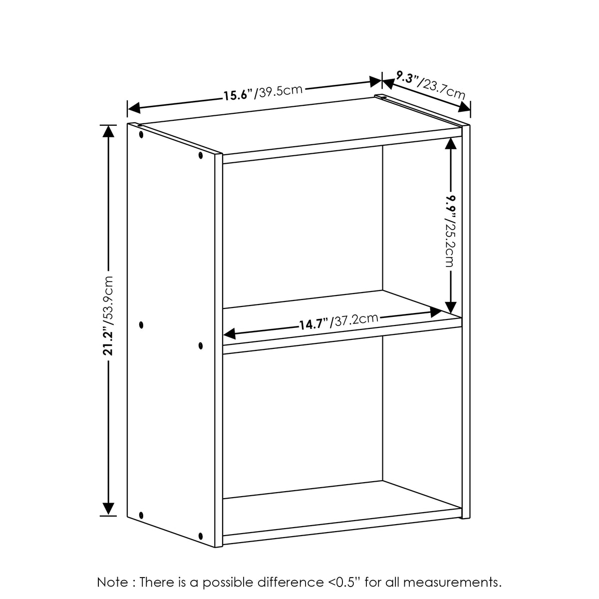 Furinno Luder 2-tier shelf supports up to 10 lbs per shelf, total 30 lbs.