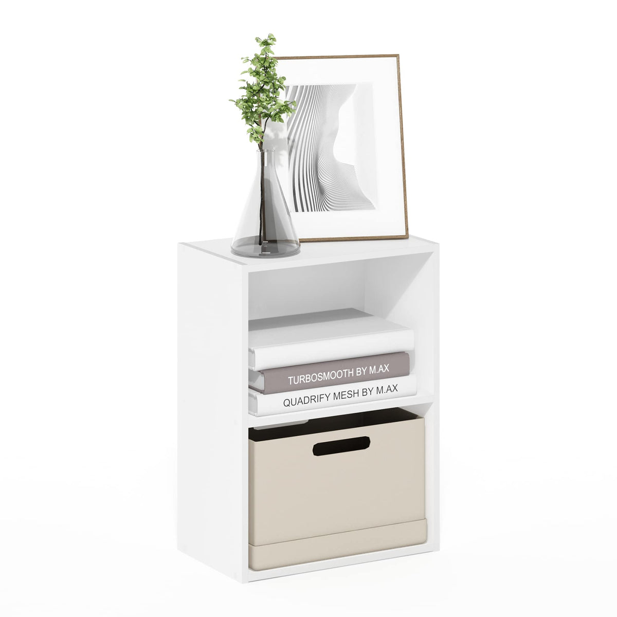 Furinno Luder bookcase white assembly guide image, easy setup for small spaces.
