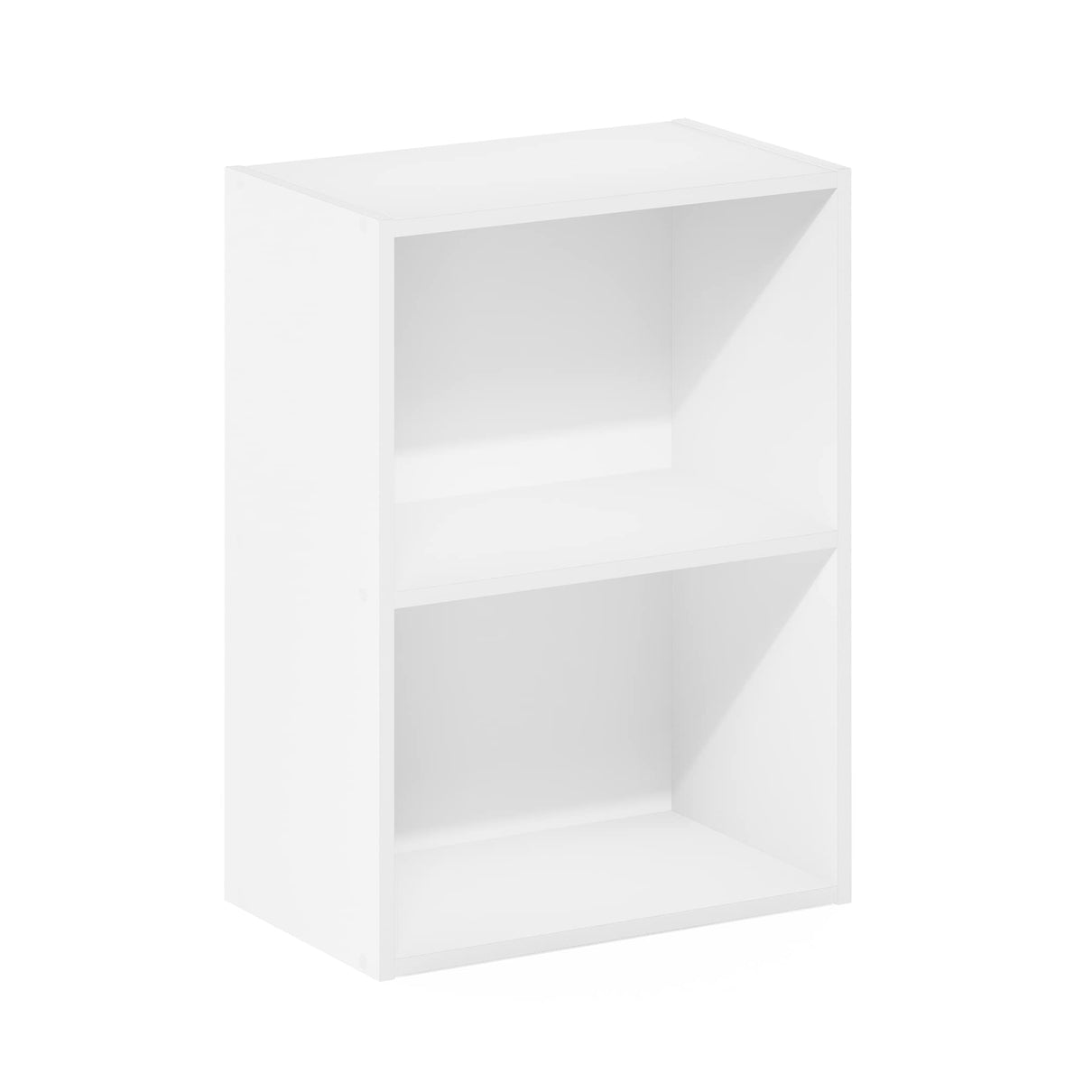 Furinno Luder bookcase white front view, versatile storage for books and decor.