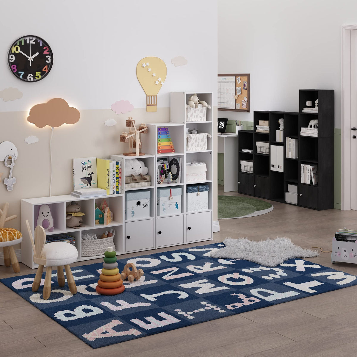 Furinno LUDER bottom door cabinet close-up shows concealed storage.