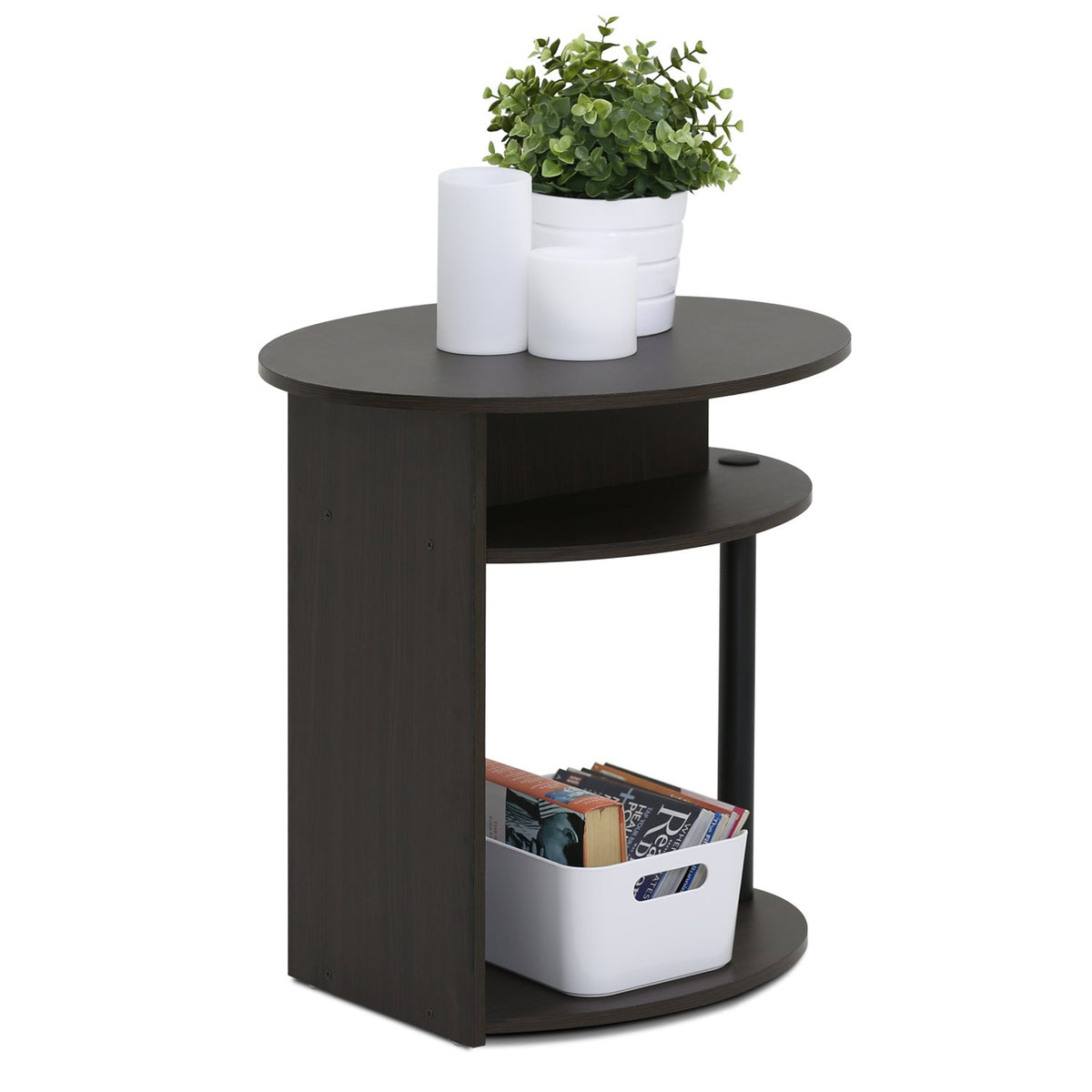 Sturdy construction supports everyday items like lamps and chargers
