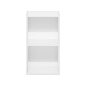 Furinno PASIR fully assembled 2-tier shelf in white.