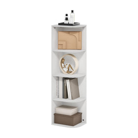 Furinno Pasir 4-Tier corner shelf top view showcases compact, space-saving storage