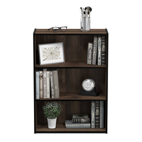 Furinno Pasir bookcase Columbia Walnut finish enhances warm living spaces.