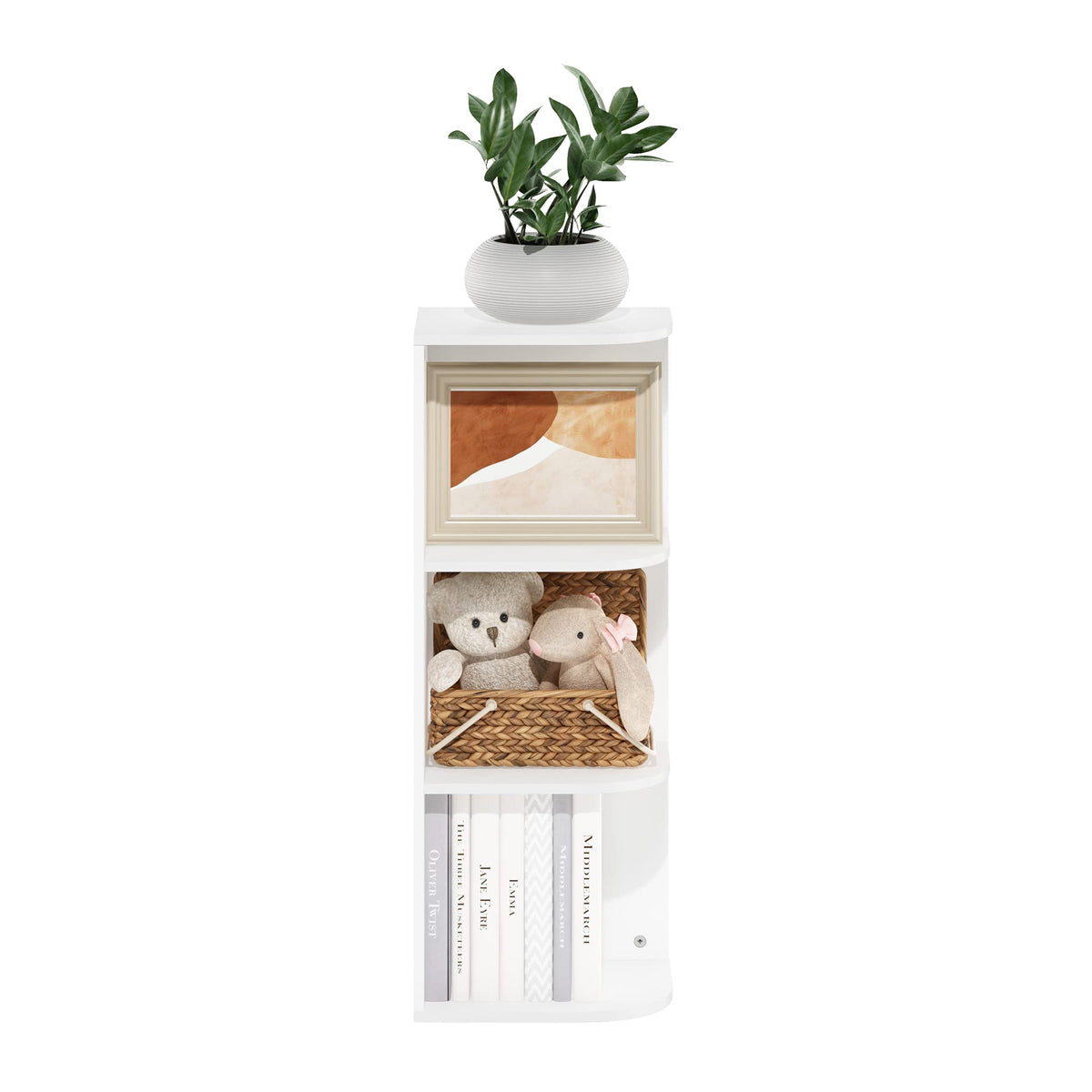 Compact dimensions fit neatly in corners for small rooms.