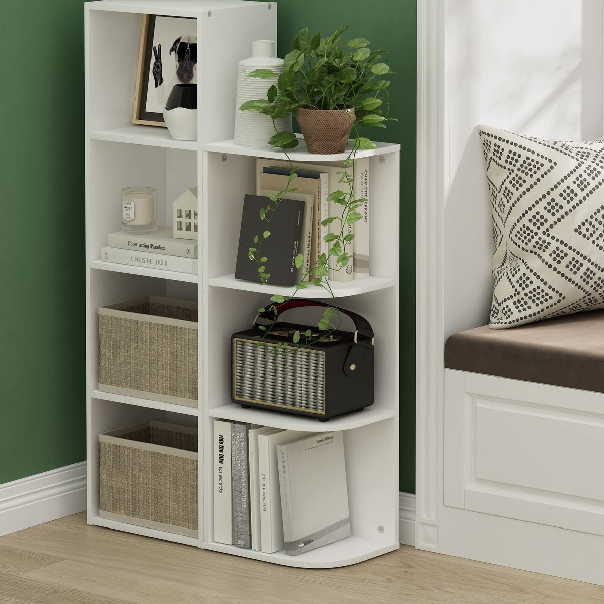 White finish of Furinno Pasir suits modern living rooms and home offices.
