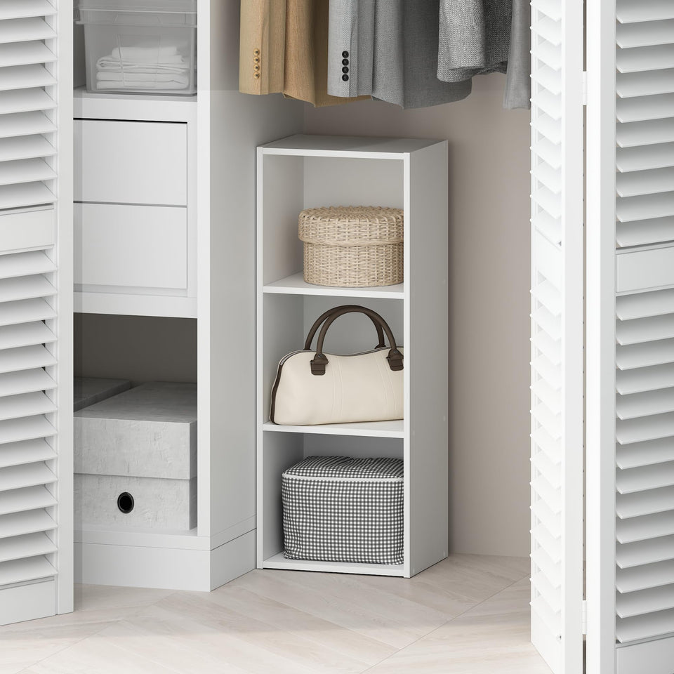 Furinno Reed 3-Tier Closet Organizer with open shelves for easy access