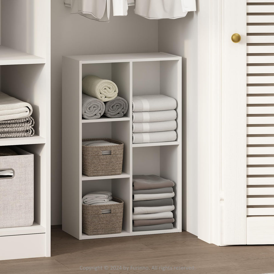 Furinno Reed 5-cube closet shelves with open storage for quick access