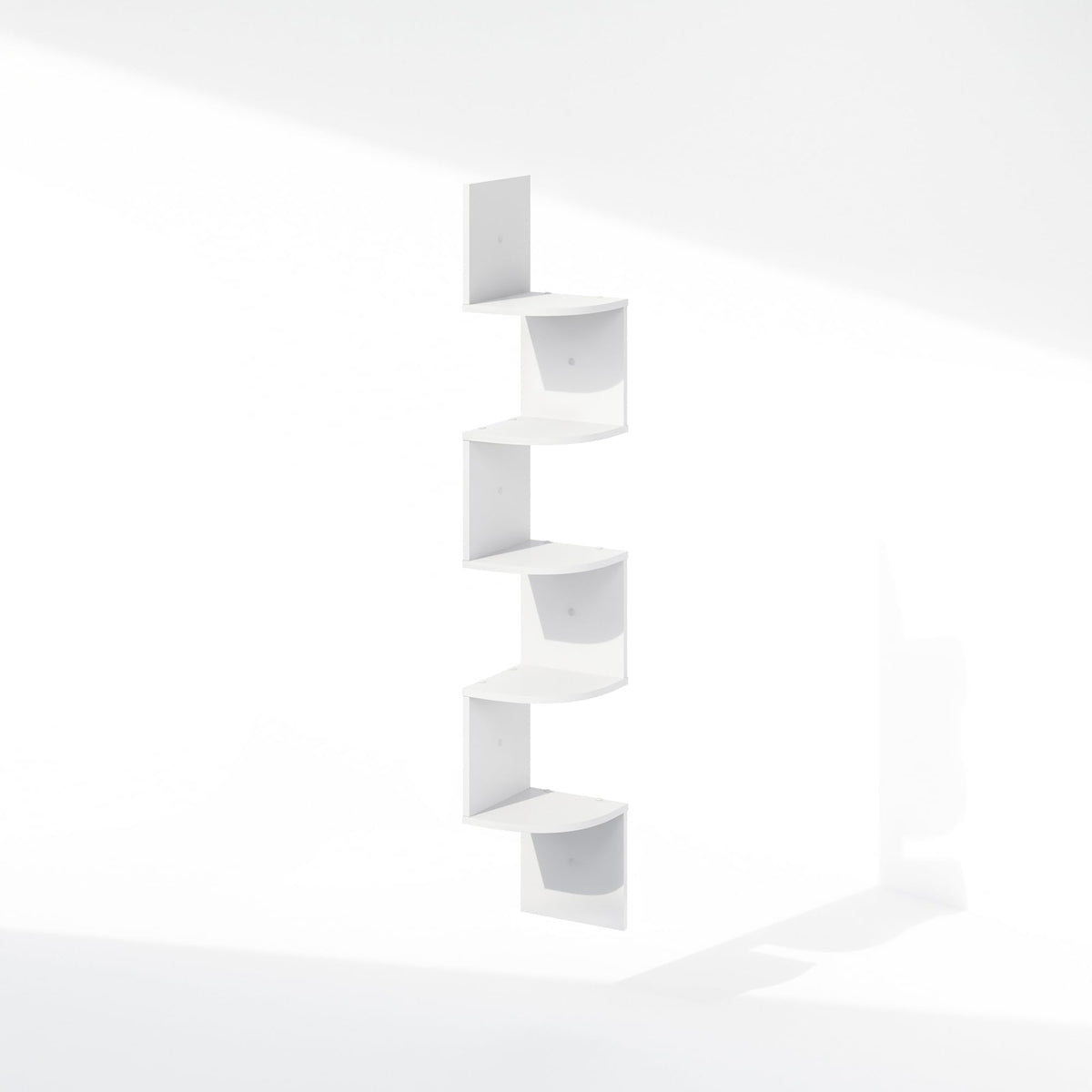 Furinno Rossi corner shelf in dorm room keeps essentials neatly arranged.