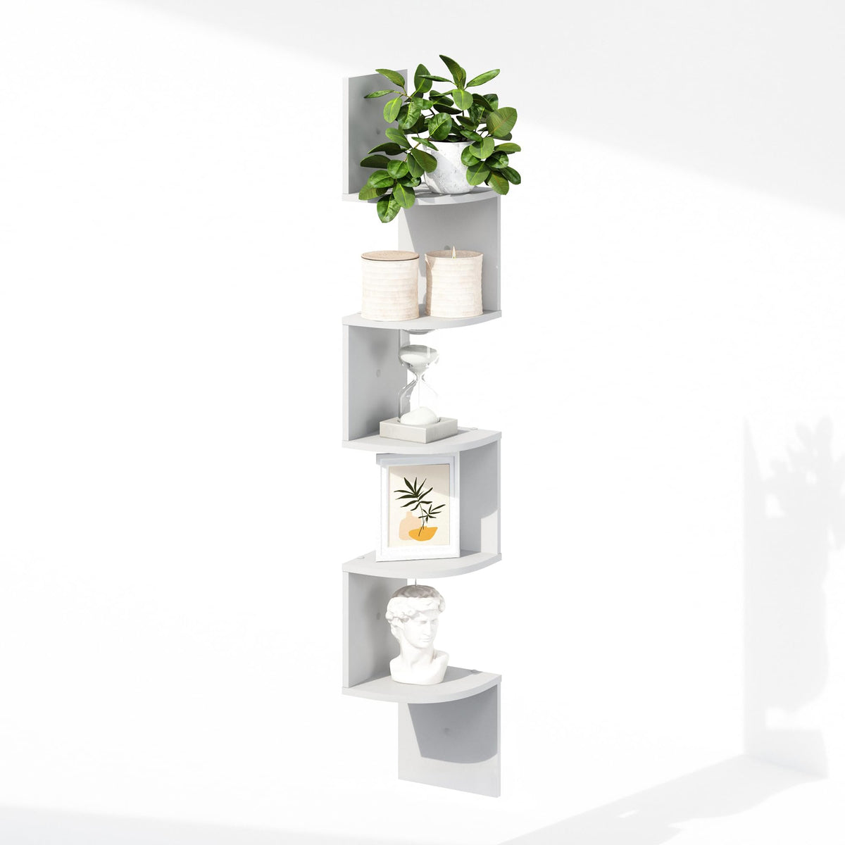 Furinno Rossi radial display with sturdy brackets for organized wall storage.